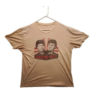 Chad Smith vs Will Ferrell Drum Off 2014 Mens T Shirt Tan Short Sleeve